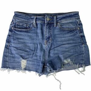 Vanilla Star Cutoff‎ Jean Shorty Shorts Juniors Sz 9 Super High Rise Distressed